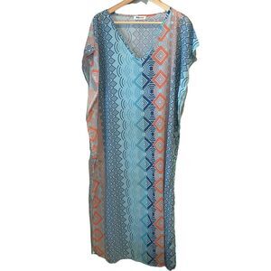Avery Geometric Boho Sheer Bathing Suit Coverup